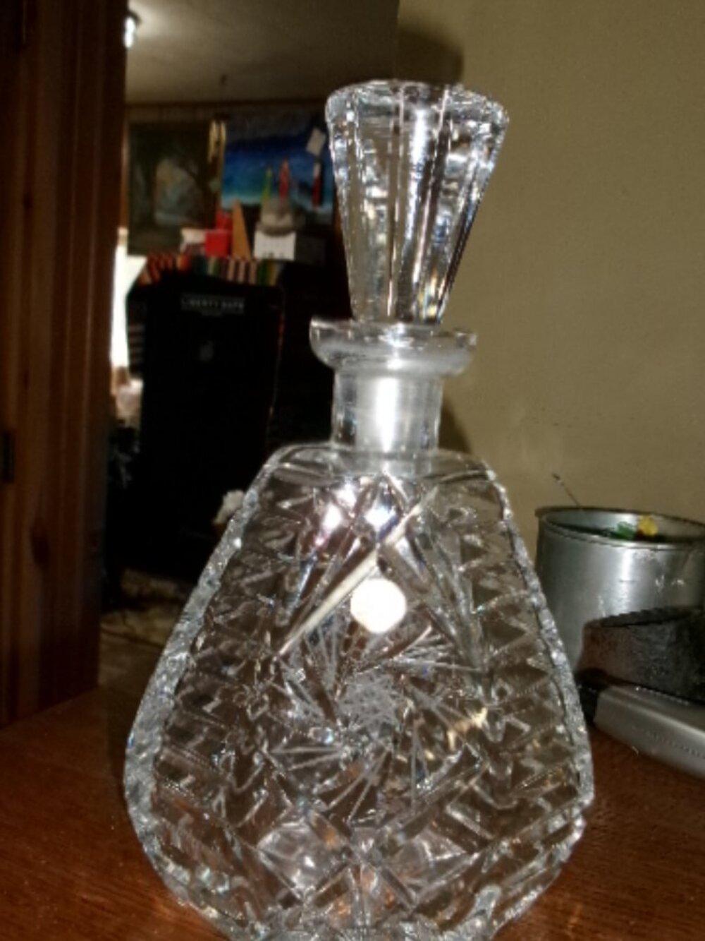Vtg MCM Marshall Fields Hand Cut crystal west Germany Octagon shape decanter